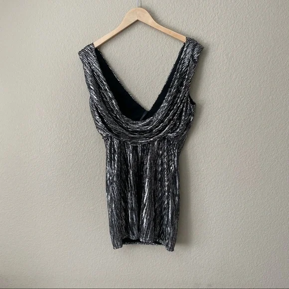 h:ours metallic pleated cowl back dress - Picture 5 of 7